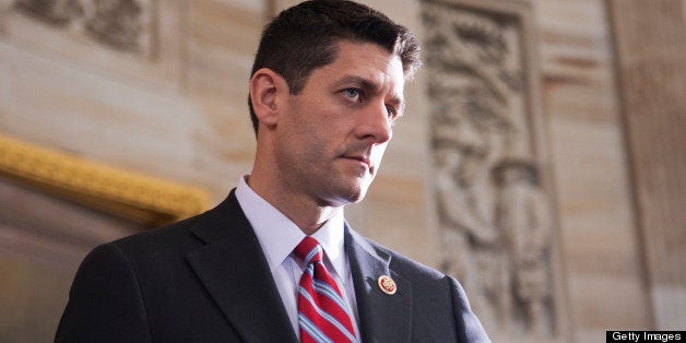 UNITED STATES - APRIL 11: Rep. Paul Ryan, R-Wisc., attends the 2013 National Days of Remembrance ceremony in the Capitol rotunda to honor the victims of the Holocaust. (Photo By Tom Williams/CQ Roll Call)