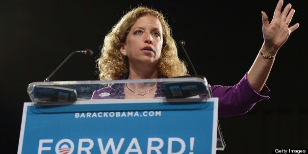 MIAMI, FL - NOVEMBER 01: DNC Chair Debbie Wasserman Schultz speaks to grassroots supporters at James L Knight Center on November 1, 2012 in Miami, Florida. (Photo by Larry Marano/WireImage)