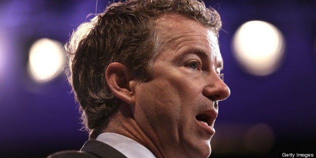 WASHINGTON, DC - MARCH 19: U.S. Senator Rand Paul (R-KY) addresses a breakfast meeting of the 2013 Annual Legislative Summit of U.S. Hispanic Chamber of Commerce (USHCC) March 19, 2013 at Capitol Hilton Hotel in Washington, DC. Paul spoke on immigration and he announced his endorsement for a pathway for the 11 million illegal immigrants in the United States to become citizens. (Photo by Alex Wong/Getty Images)