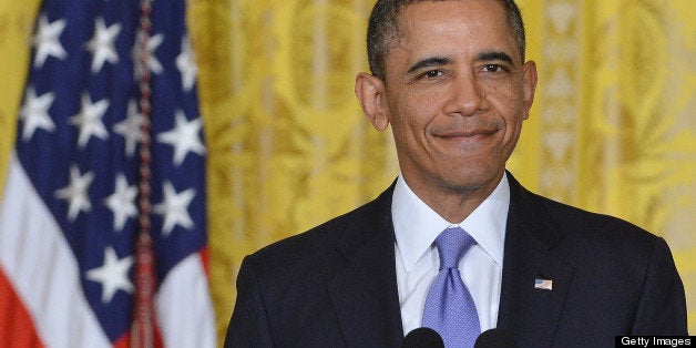 US President Barack Obama smiles as he announces the nomination of Assistant Attorney General Tom Perez, a Hispanic American,