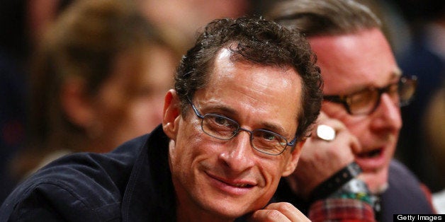 NEW YORK, NY - NOVEMBER 03: Anthony Weiner attends the game between the Brooklyn Nets and the Toronto Raptors on November 3, 2012 in the Brooklyn borough of New York City. The Brooklyn Nets defeated the Toronto Raptors 107-100. NOTE TO USER: User expressly acknowledges and agrees that, by downloading and/or using this photograph, user is consenting to the terms and conditions of the Getty Images License Agreement. (Photo by Elsa/Getty Images)