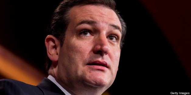 UNITED STATES - APRIL 17: Sen. Ted Cruz, R-Texas, speaks during the news conference on alternative gun legislation on Wednesday, April 17, 2013. (Photo By Bill Clark/CQ Roll Call)