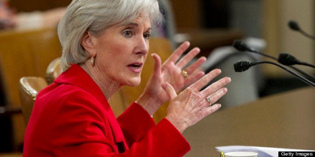 UNITED STATES - APRIL 12: Health and Human Service Secretary Kathleen Sebelius testifies at a House Ways and Means committee hearing on President Obama's FY2014 Budget proposal. (Photo By Chris Maddaloni/CQ Roll Call)