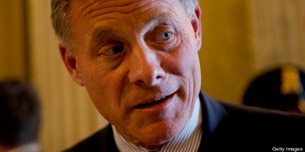 UNITED STATES - MAY 17: Sen. Richard Burr, R-N.C., is questioned by reporters in the Capitol before a vote on the senate floor. (Photo By Tom Williams/CQ Roll Call)