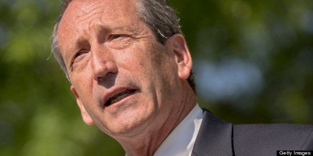 CHARLESTON, SC - APRIL 24: Former South Carolina Governor Mark Sanford speaks during a campaign event on April 24, 2013 in Charleston, South Carolina. Sanford used a cardboard cutout of House Minority Leader Nancy Pelosi as a prop during the event. (Photo by Richard Ellis/Getty Images)