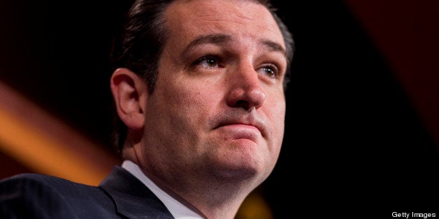 UNITED STATES - APRIL 17: Sen. Ted Cruz, R-Texas, speaks during the news conference on alternative gun legislation on Wednesday, April 17, 2013. (Photo By Bill Clark/CQ Roll Call)