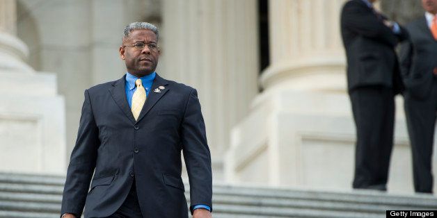 UNITED STATES - DECEMBER 5: Rep. Allen West, R-Fla., walks down the House steps as Congress adjourns early following their last vote of the week on Wednesday, Dec. 5, 2012. (Photo By Bill Clark/CQ Roll Call)