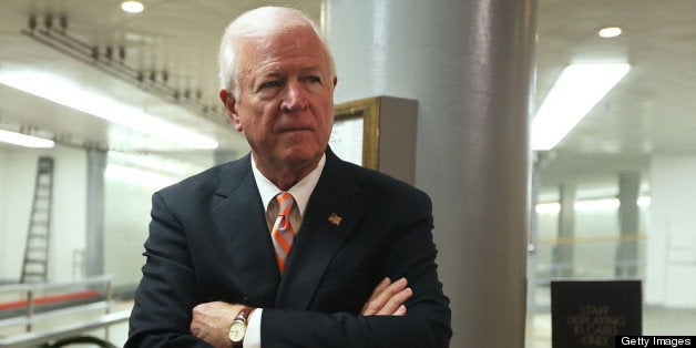 WASHINGTON, DC - NOVEMBER 16: U.S. Select Committee on Intelligence ranking member Sen. Saxby Chambliss (R-GA) waits for his turn to speak to members of the media after a hearing on the Benghazi attack November 16, 2012 on Capitol Hill in Washington, DC. Former Central Intelligence Agency (CIA) Director David Petraeus testified before the committee about the September 11 attacks on the American diplomatic compound in Benghazi, Libya, that killed Ambassador Christopher Stevens and three other Americans. (Photo by Alex Wong/Getty Images)