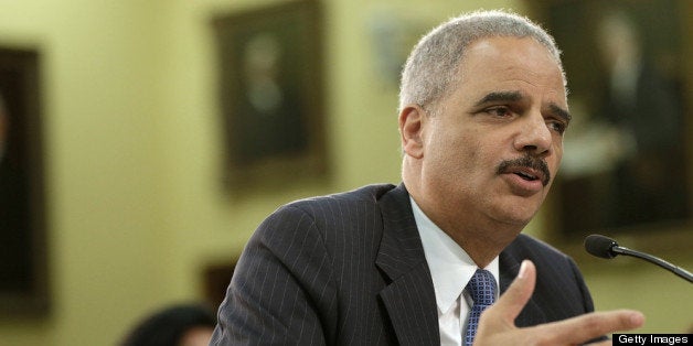 WASHINGTON, DC - APRIL 18: U.S. Attorney General Eric Holder testifies before the House Appropriations Committee on Capitol Hill April 18, 2013 in Washington, DC. The committee heard testimony from Holder on the topic of the fiscal year 2014 Justice Department budget request. (Photo by Win McNamee/Getty Images)