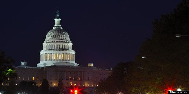 capitol building at night with...