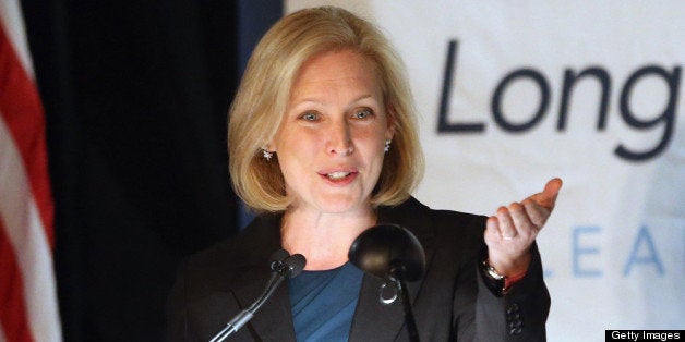 WOODBURY, NY - OCTOBER 18: U.S. Sen. Kirsten Gillibrand (D-NY) attends an appearance by former Vice President Dick Cheney speaks at the Long Island Association fall luncheon at the Crest Hollow Country Club on October 18, 2012 in Woodbury, New York. Cheney discussed foreign and domestic issues, including the upcoming presidential election, at the business organization's luncheon. (Photo by Bruce Bennett/Getty Images)