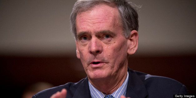UNITED STATES - MARCH 14: Former Senator Judd Gregg, R-N.H., testifies during a Joint Economic Committee hearing in Dirksen on 'solving the federal debt crisis.' (Photo By Tom Williams/CQ Roll Call)
