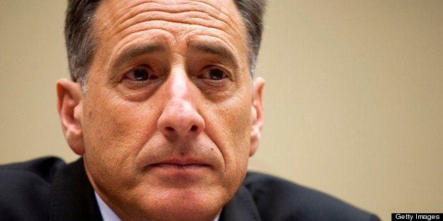 Governor Peter Shumlin, a Democrat from Vermont, listens at a House Oversight and Government Reform Committee hearing on Capitol Hill in Washington, D.C., U.S., on Thursday, April 14, 2011. Governor Scott Walker, a Republican from Wisconsin, told the committee that his 'bold political move' to take on the collective bargaining agreements of public workers in his state 'is a very modest request of our employees.' Photographer: Joshua Roberts/Bloomberg via Getty Images