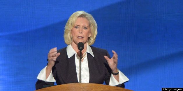 CHARLOTTE, NC - SEPTEMBER 4: Lilly Ledbetter, who sued Goodyear Tire & Rubber Co. over pay disparity, addresses the crowd on opening night of the 2012 Democratic National Convention at the Time Warner Cable Center on September 4, 2012 in Charlotte, North Carolina. (Photo by Jonathan Newton/The Washington Post via Getty Images)