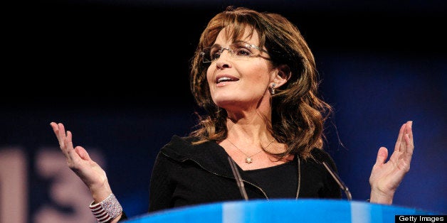 NATIONAL HARBOR, MD - MARCH 16: Sarah Palin, former Governor of Alaska, speaks at the 2013 Conservative Political Action Conference (CPAC) March 16, 2013 in National Harbor, Maryland. The American Conservative Union held its annual conference in the suburb of Washington, DC to rally conservatives and generate ideas. (Photo by Pete Marovich/Getty Images)