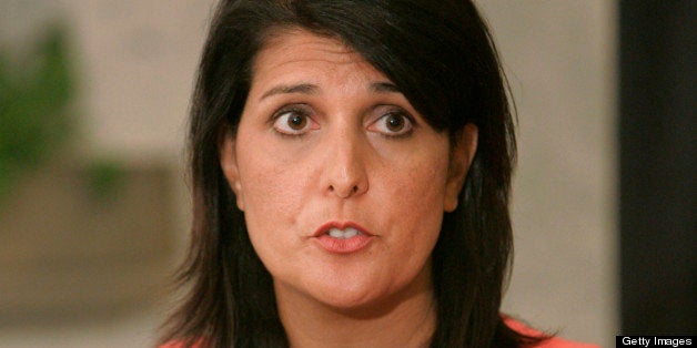 South Carolina Governor Nikki Haley speaks at a news conference on Friday, July 6, 2012, at the State House in Columbia, South Carolina. Haley spoke about vetoes she signed that morning, and took questions from reporters. (R. Darren Price/The State/MCT via Getty Images)