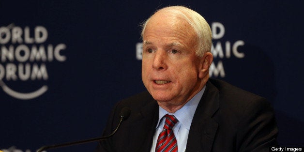 DEAD SEA, JORDAN - MAY 25: U.S. Sen. John McCain (R-AZ) addresses the World Economic Forum on the Middle East and North Africa 2013 on May 25, 2013, in Dead Sea, Jordan. The forum runs May 24-26 and is being participated by 23 countries, under the theme of 'Advancing Conditions for Growth and Resilience.' ( Photo by Jordan Pix- Getty Images)