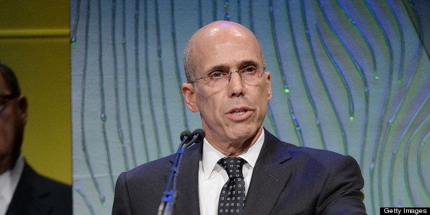 BEVERLY HILLS, CA - MAY 08: DreamWorks Animation CEO Jeffrey Katzenberg presents onstage after receiving the ADL Entertainment Industry Award at the Anti-Defamation League Centennial Entertainment Industry Awards Dinner Honoring Jeffrey Katzenberg at The Beverly Hilton Hotel on May 8, 2013 in Beverly Hills, California. (Photo by Michael Kovac/WireImage)