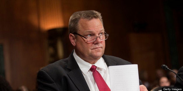 UNITED STATES - SEPTEMBER 12: Sen. John Tester, D-Mont., introduces Anthony Johnstone, assistant professor at the University of Montana School of Law, a witneess for a Senate Judiciary committee hearing on 'The Citizens United Court and the Continuing Importance of the Voting Rights Act.' (Photo By Chris Maddaloni/CQ Roll Call)