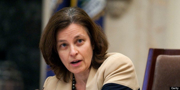 Sarah Bloom Raskin, governor of the of the U.S. Federal Reserve, speaks during an open meeting of the Federal Reserve Board in Washington, D.C., U.S., on Thursday, Dec. 16, 2010. Visa Inc. and MasterCard Inc. plunged more than 12 percent in New York trading after the Federal Reserve Board proposed rules that may slash debit-card interchange fees by 90 percent. Photographer: Joshua Roberts/Bloomberg via Getty Images