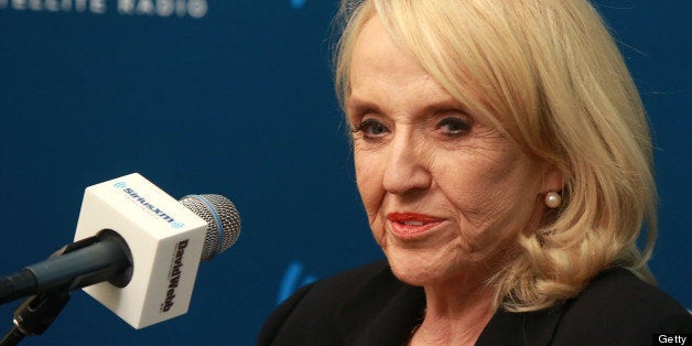 NEW YORK, NY - APRIL 22: Arizona Governor Jan Brewer visits 'David Webb's American Forum' at SiriusXM studios in New York on April 22, 2013. (Photo by Robin Marchant/Getty Images)