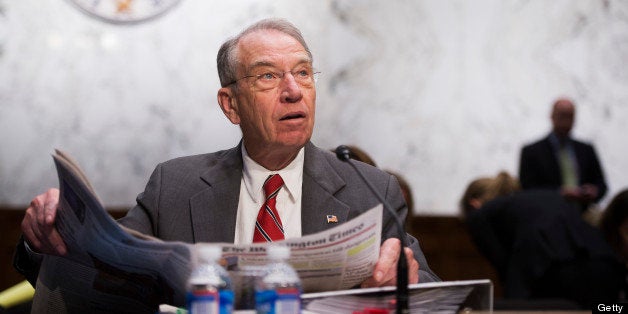 UNITED STATES - MAY 20: Sen. Chuck Grassley, R-Iowa, ranking member of the Senate Judiciary Committee waits for the start of