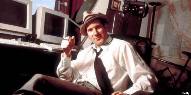 Portrait of Internet celebrity gossip disseminator Matt Drudge wearing Hollywood detective-style fedora as he sits in home office. (Photo by Amy Etra//Time Life Pictures/Getty Images)