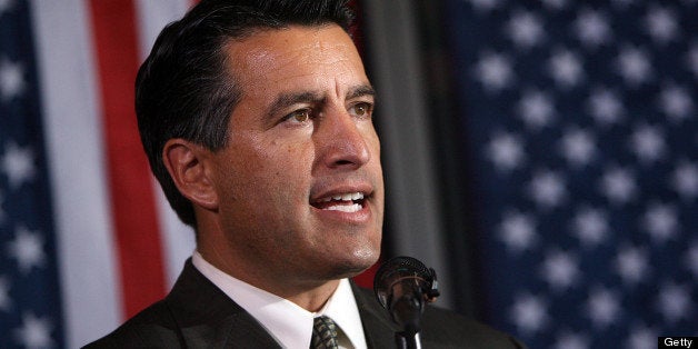 Brian Sandoval, Republican nominee for governor in Nevada, speaks to a women's group on Friday, October, 15, 2010, in Mesquit