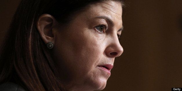 WASHINGTON, DC - MARCH 21: U.S. Sen. Kelly Ayotte (R-NH) speaks during a hearing before the Senate Homeland Security and Governmental Affairs Committee March 21, 2013 on Capitol Hill in Washington, DC. The committee held a hearing to get a progress report on the management of the Department of Homeland Security 10 years after its creation. (Photo by Alex Wong/Getty Images)