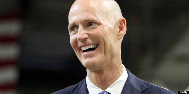 Florida Gov. Rick Scott delivers remarks at .decimal, Inc. (pronounced 'dot-decimal') during a visit to the medical device manufacturer's facility in Sanford, Monday, April 29, 2013. (Joe Burbank/Orlando Sentinel/MCT via Getty Images)