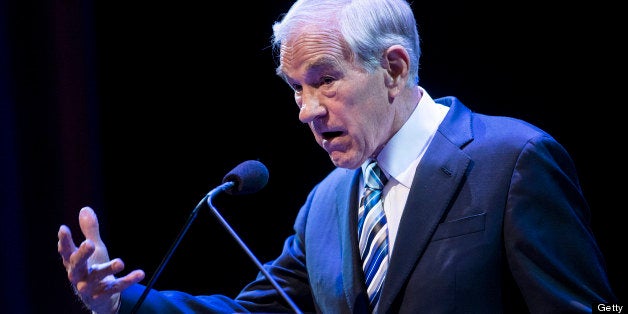 Former US Representative Ron Paul (R-TX) speaks at George Washington University March 4, 2013 in Washington, DC. Paul spoke a