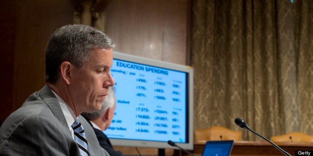 UNITED STATES - June 18: Arne Duncan, secretary of Education during the Senate Budget Committee Hearing on the fiscal 2014 budget in the Dirksen Senate Office Building on June 18, 2013. (Photo By Douglas Graham/CQ Roll Call)