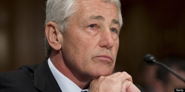 US Secretary of Defense Chuck Hagel testifies before the Senate Appropriations Defense Subcommittee during a hearing on Capitol Hill in Washington, DC, June 11, 2013. AFP PHOTO / Saul LOEB (Photo credit should read SAUL LOEB/AFP/Getty Images)