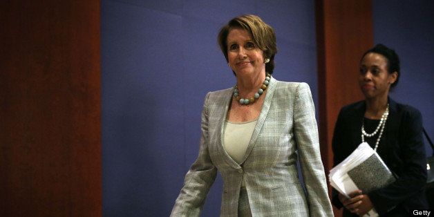 WASHINGTON, DC - JUNE 11: U.S. House Minority Leader Rep. Nancy Pelosi (D-CA) (L) arrives at a closed briefing for members of the House of Representatives June 11, 2013 on Capitol Hill in Washington, DC. Officials from the National Security Agency, Federal Bureau of Investigation and Department of Justice were on the Hill to brief House members on the National Security Agency and government surveillance programs. (Photo by Alex Wong/Getty Images)