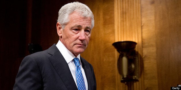 US Defense Secretary Chuck Hagel arrives to testify at a Senate Budget Committee hearing on 'The President's FY2014 Defense Budget Request,' on June 12, 2013 on Capitol Hill In Washington, DC. Topics of discussion included the impact of sequestration and sexual assaults in the military. AFP PHOTO / Karen BLEIER (Photo credit should read KAREN BLEIER/AFP/Getty Images)