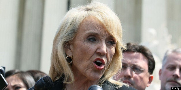 WASHINGTON, DC - APRIL 25: Arizona Gov. Jan Brewer speaks to the media after arguments at the U.S. Supreme Court, on April 2