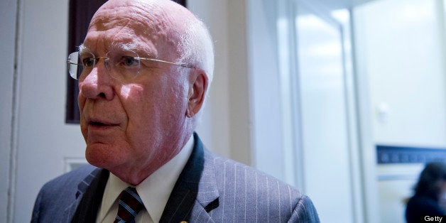 UNITED STATES - June 4: Sen. Patrick Leahy, D-VT., talks to reporters as he walks to the weekly Senate policy luncheons in the U.S. Capitol on June 4, 2013. (Photo By Douglas Graham/CQ Roll Call)