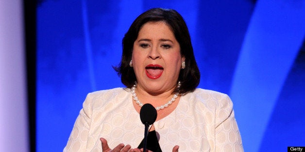 UNITED STATES - AUGUST 27: Leticia Van de Putte, a Democratic senator from Texas, speaks during day three of the Democratic National Convention (DNC) in Denver, Colorado, U.S., on Wednesday, Aug. 27, 2008. The DNC ends on Aug. 28. (Photo by Matthew Staver/Bloomberg via Getty Images)