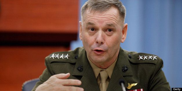 WASHINGTON, DC - JANUARY 28: Vice Chairman of the Joint Chiefs of Staff Gen. James Cartwright holds a news briefing and update on the Don't Ask Don't Tell repeal implementation at the Pentagon January 28, 2011 in Washington, DC. On the heels of a visit from the Egyptian Army chief, Cartwright encouraged all the people involved in the recent unrest in Egypt -- including the army, police, politicians and protesters -- to show restraint. (Photo by Chip Somodevilla/Getty Images)