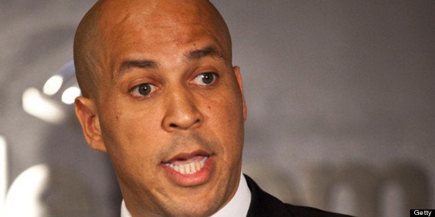 NEWARK, NJ - JUNE 8: Newark Mayor Cory Booker speaks during a news conference to discuss his plans to campaign for the Democratic nomination to run for the seat of late U.S. Sen. Frank Lautenberg on June 8, 2013 in Newark, New Jersey. New Jersey Governor Chris Christie has set October 16th as the date for a special election to determine who will fill Lautenberg's seat for a year. (Photo by Ramin Talaie/Getty Images)