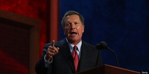 TAMPA, FL - AUGUST 28: Ohio Gov. John Kasich speaks during the Republican National Convention at the Tampa Bay Times Forum on August 28, 2012 in Tampa, Florida. Today is the first full session of the RNC after the start was delayed due to Tropical Storm Isaac. (Photo by Chip Somodevilla/Getty Images)