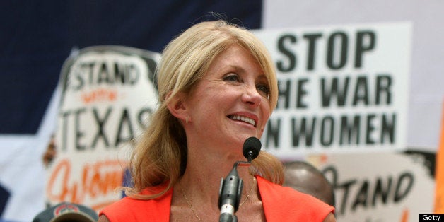 AUSTIN, TX - JULY 01: Texas Sen. Wendy Davis (D-Ft. Worth) leads a rally in support of Texas women's right to reproductive d