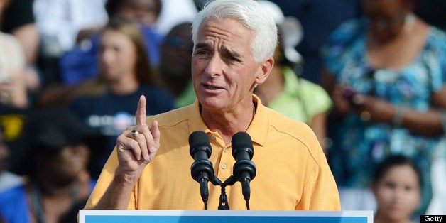 DELRAY BEACH, FL - OCTOBER 23: Former Florida Governor Charlie Crist speaks during a Grassroots Event on October 23, 2012 in