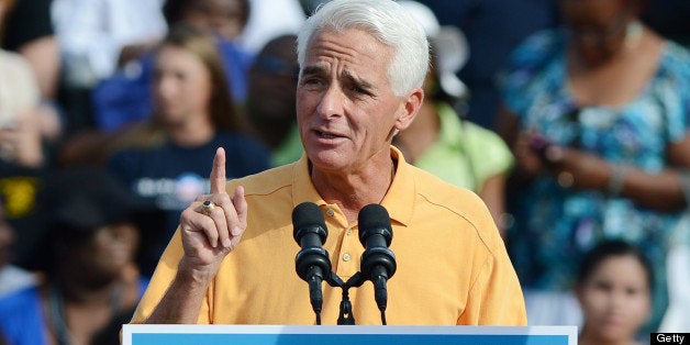 DELRAY BEACH, FL - OCTOBER 23: Former Florida Governor Charlie Crist speaks during a Grassroots Event on October 23, 2012 in Delray Beach, Florida. (Photo by Larry Marano/WireImage)