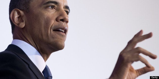 US President Barack Obama speaks about his administration's drone and counterterrorism policies, as well as the military prison at Guantanamo Bay, at the National Defense University in Washington, DC, May 23, 2013. Obama said Thursday he had signed new policy guidance regulating the conditions when the United States can use unmanned airborne drones to kill terror suspects abroad. The guidance includes requirements that a target must pose a continuing 'imminent' threat to Americans, and says lethal action can be be used only if a suspect cannot feasibly be captured, and there is a legal basis for acting. AFP PHOTO / Saul LOEB (Photo credit should read SAUL LOEB/AFP/Getty Images)