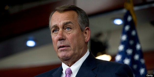 UNITED STATES - July 11: Speaker of the House John Boehner, R-OH., holds his weekly on-camera press briefing with the press in the U.S. Capitol on July 11, 2013. (Photo By Douglas Graham/CQ Roll Call)