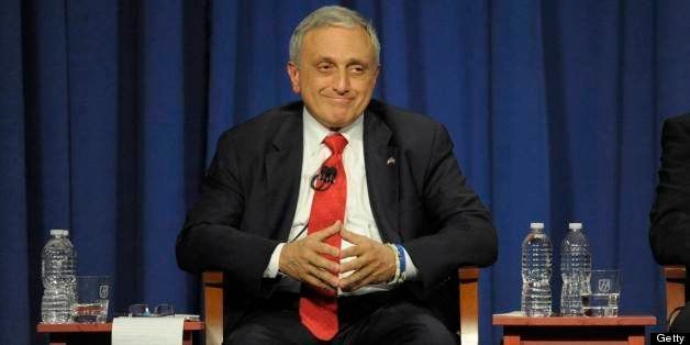 HEMPSTEAD, NY - OCTOBER 18: Republican gubernatorial nominee Carl Paladino, running for New York State Governor, speaks during the gubernatorial debate at Hofstra University October 18, 2010 in Hempstead, New York. The two main candidates, Andrew Cuomo and Carl Paladino, appeared onstage with candidates Kristen Davis of the Anti-Prohibition Party, Warren Redlich of the Libertarian Party, Howie Hawkins of the Green Party, Jimmy McMillan of the Rent is 2 Damn High Party, and Charles Barron of the Freedom Party. (Photo by Audrey C. Tiernan-Pool/Getty Images)