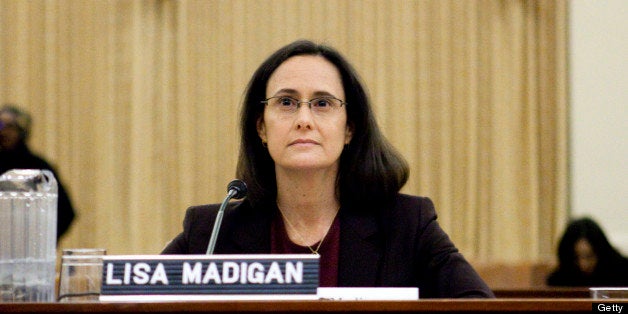 Lisa Madigan, attorney general of Illinois, testifies before the Financial Crisis Inquiry Commission (FCIC) in Washington, D.C., U.S., on Thursday, Jan. 14, 2010. The commission, set up by Congress last year to learn the cause of the financial crisis, started hearings yesterday with the top executives of four of the six biggest U.S. banks. Photographer: Brendan Hoffman/Bloomberg via Getty Images