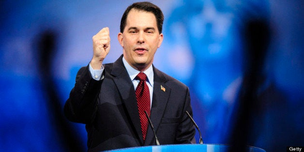 NATIONAL HARBOR, MD - MARCH 16: Wisconsin Gov. Scott Walker speaks at the 2013 Conservative Political Action Conference (CPAC) March 16, 2013 in National Harbor, Maryland. The American Conservative Union held its annual conference in the suburb of Washington, DC to rally conservatives and generate ideas. (Photo by Pete Marovich/Getty Images)