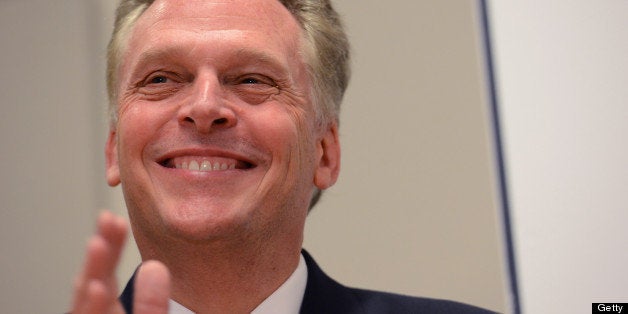 ARLINGTON, VA - MAY 9: Democratic gubernatorial candidate Terry McAuliffe campaigns at a George Mason University campus in A